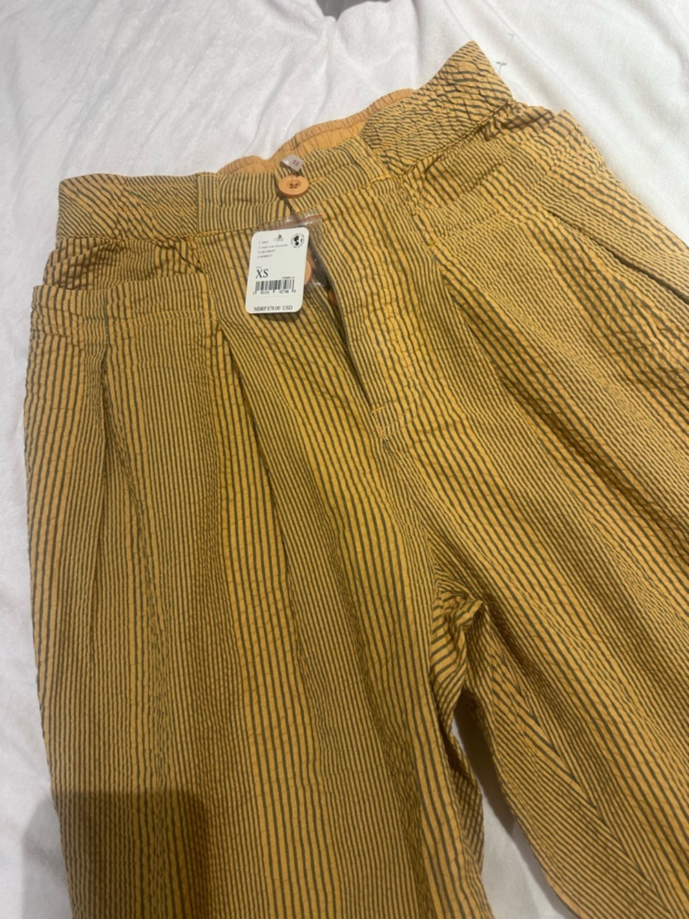 Free People Mustard Yellow Striped Chinos